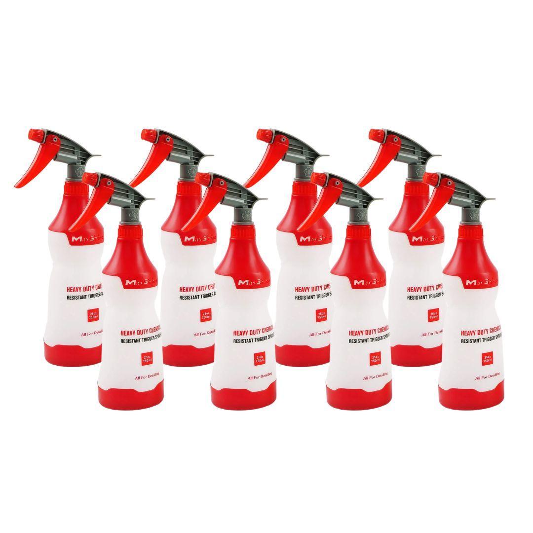 Maxshine Heavy Duty Chemical Resistant Empty Spray Bottle 8 Pack-Spray Bottle and Trigger-Maxshine-Red-Detailing Shed