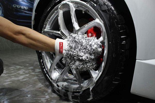 13E Maxshine Plush Microfiber Wash Mitt With Cuff-Wash Mitt-Maxshine-White/Black-Detailing Shed