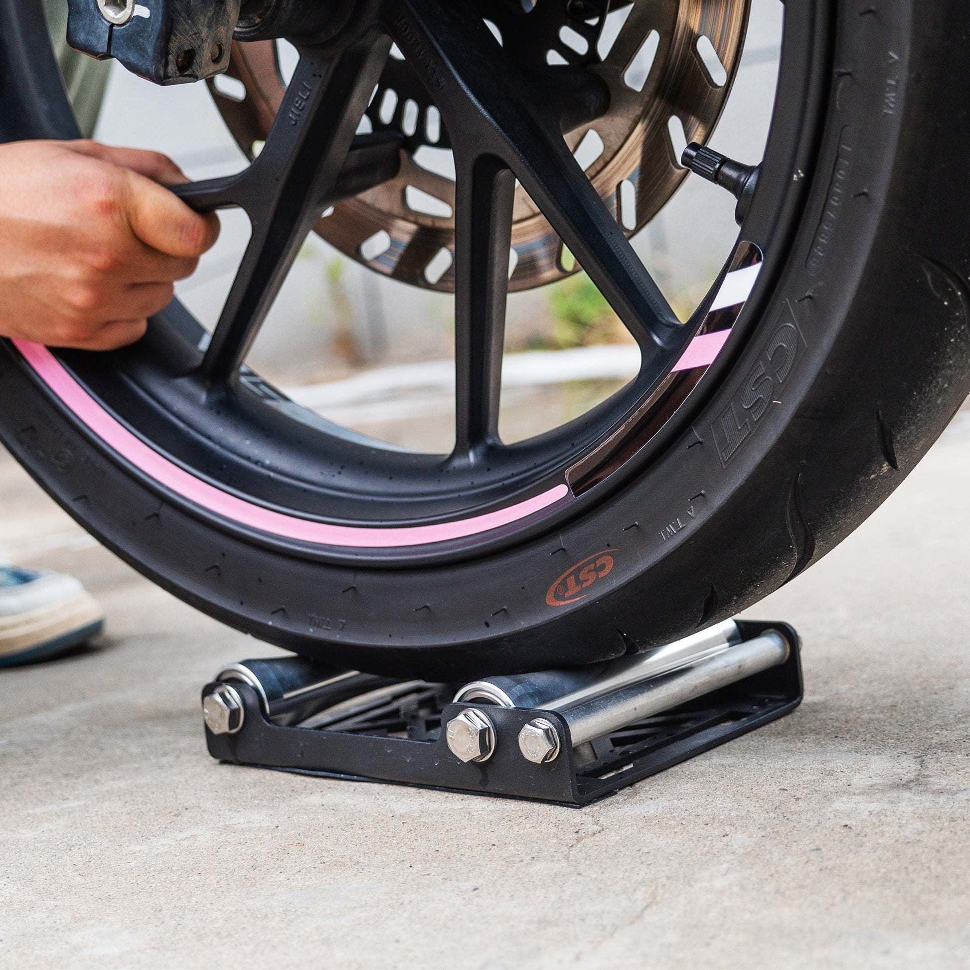 Maxshine Motorcycle Wheel Roller Stand for Tire Cleaning & Chain Lubrication-Wheel Stand-Maxshine-Black-Detailing Shed