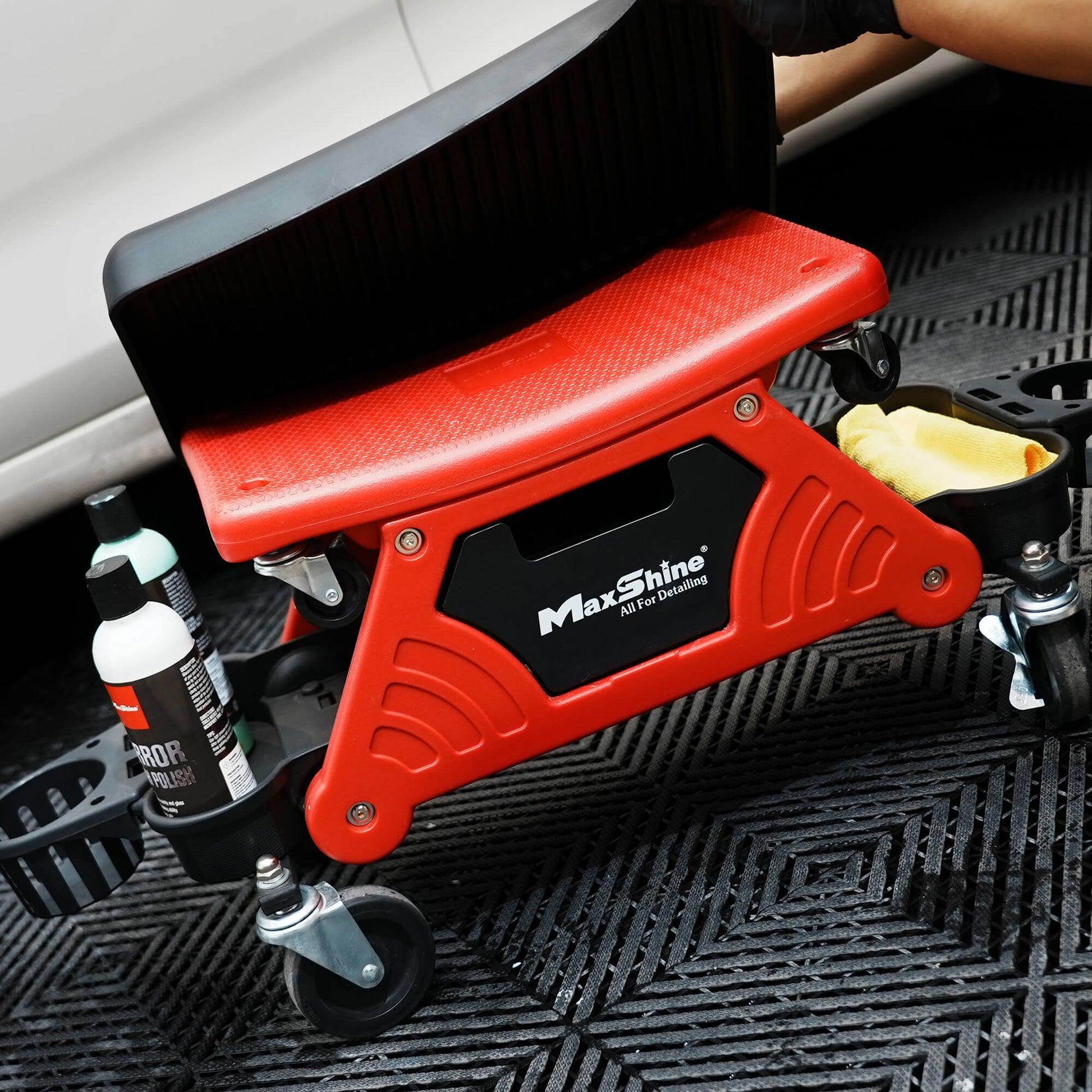 MaxShine Rolling Bucket Dolly (RED) W/Holders